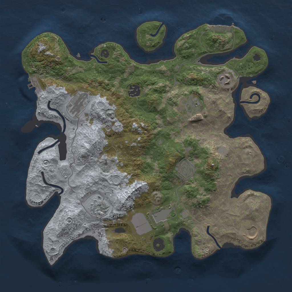 Rust Map: Procedural Map, Size: 3500, Seed: 154356890, 17 Monuments