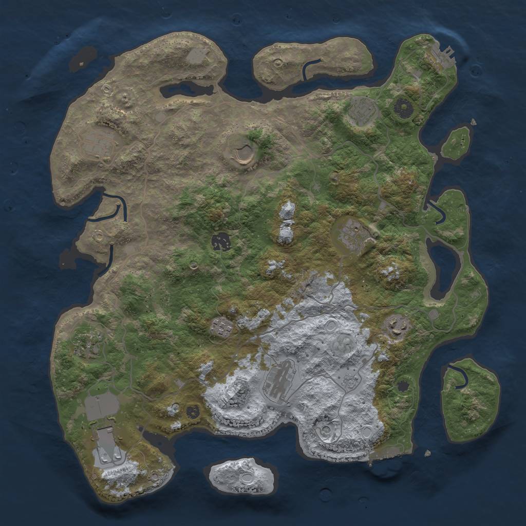 Rust Map: Procedural Map, Size: 4000, Seed: 1401563667, 19 Monuments