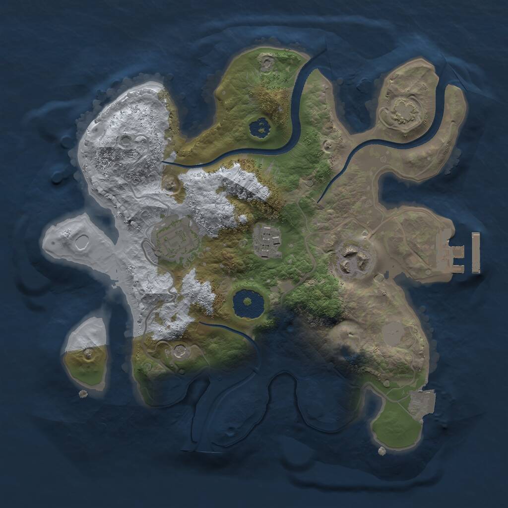 Rust Map: Procedural Map, Size: 2500, Seed: 3253636, 7 Monuments