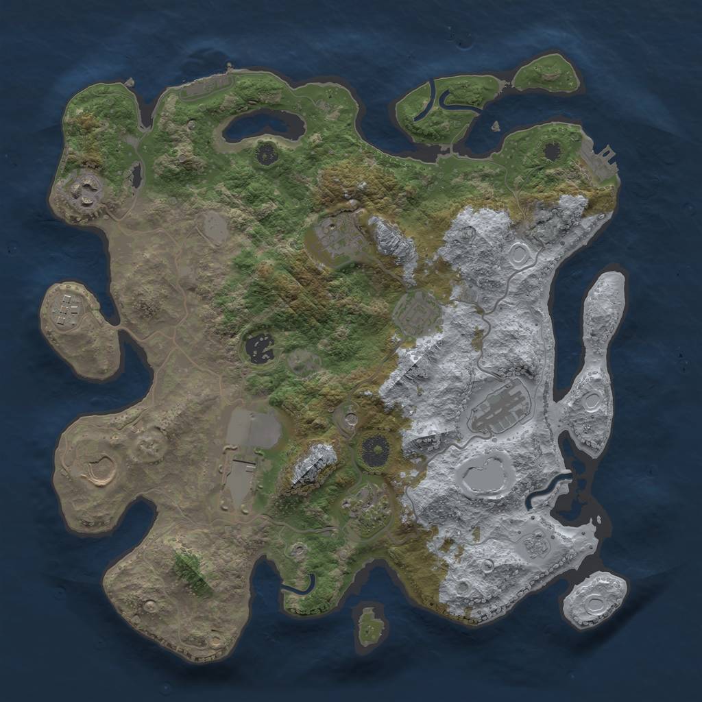 Rust Map: Procedural Map, Size: 3500, Seed: 105351440, 18 Monuments