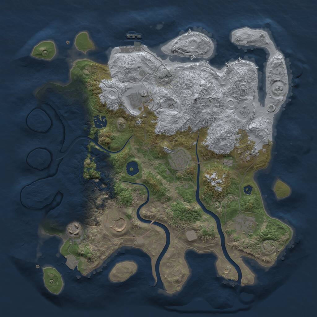 Rust Map: Procedural Map, Size: 3500, Seed: 1175896748, 13 Monuments