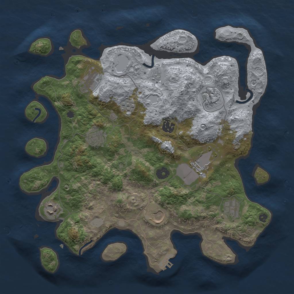 Rust Map: Procedural Map, Size: 3500, Seed: 1175896748, 16 Monuments