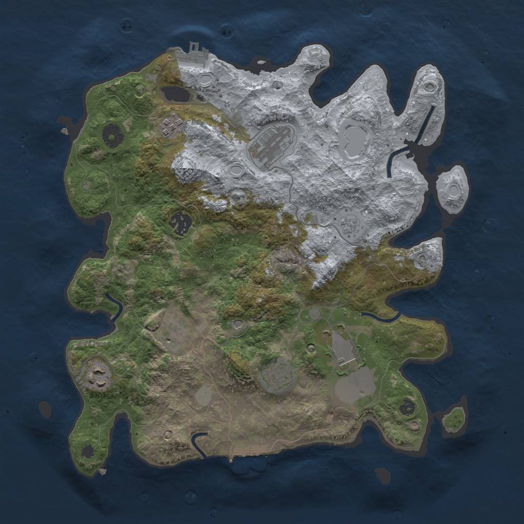 Rust Map: Procedural Map, Size: 3500, Seed: 1378009856, 16 Monuments