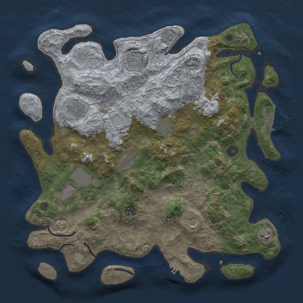 Rust Map: Procedural Map, Size: 4000, Seed: 1067136906, 18 Monuments