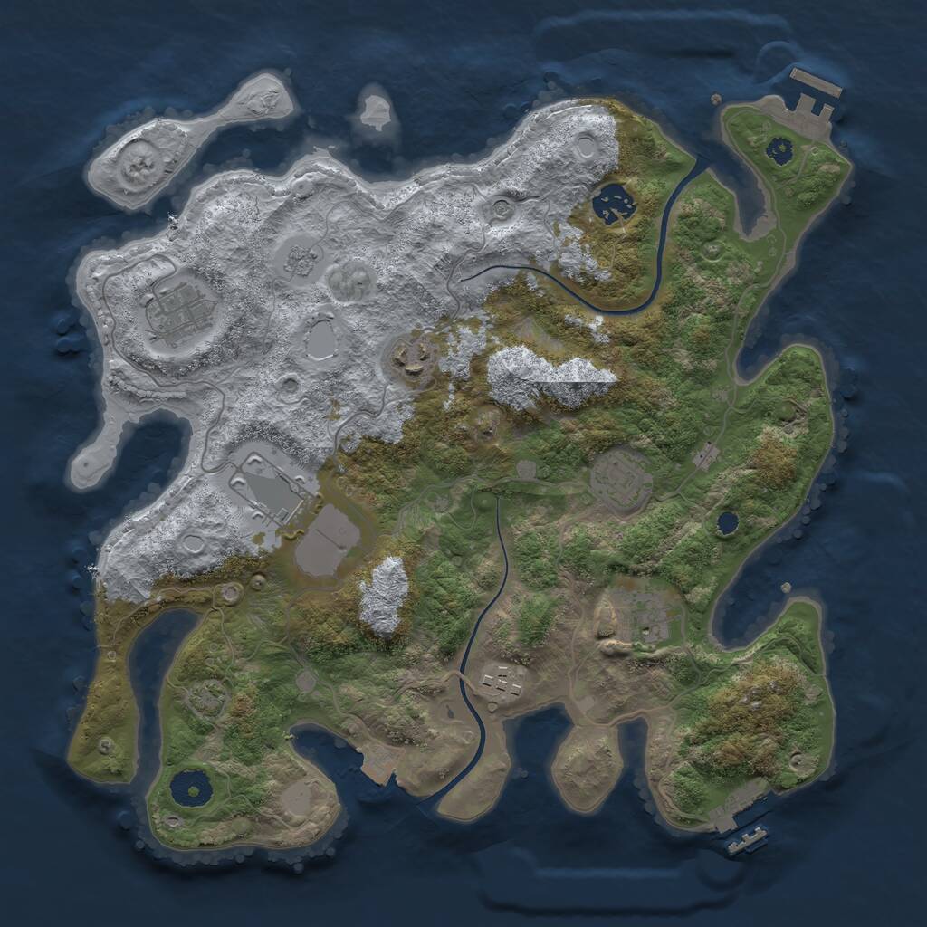 Rust Map: Procedural Map, Size: 3501, Seed: 150989644, 13 Monuments