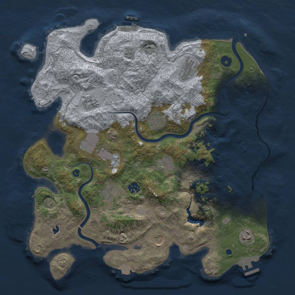 Rust Map: Procedural Map, Size: 4000, Seed: 947610980, 16 Monuments