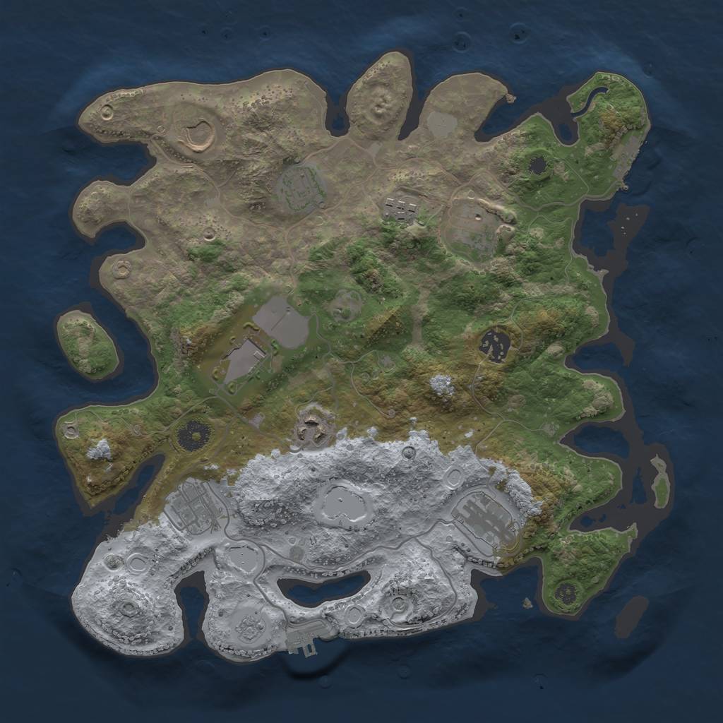 Rust Map: Procedural Map, Size: 3500, Seed: 1007127005, 18 Monuments