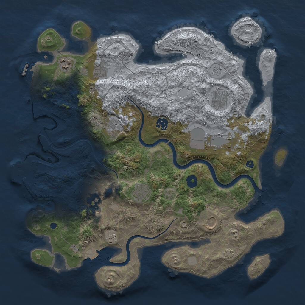 Rust Map: Procedural Map, Size: 3800, Seed: 818172190, 16 Monuments