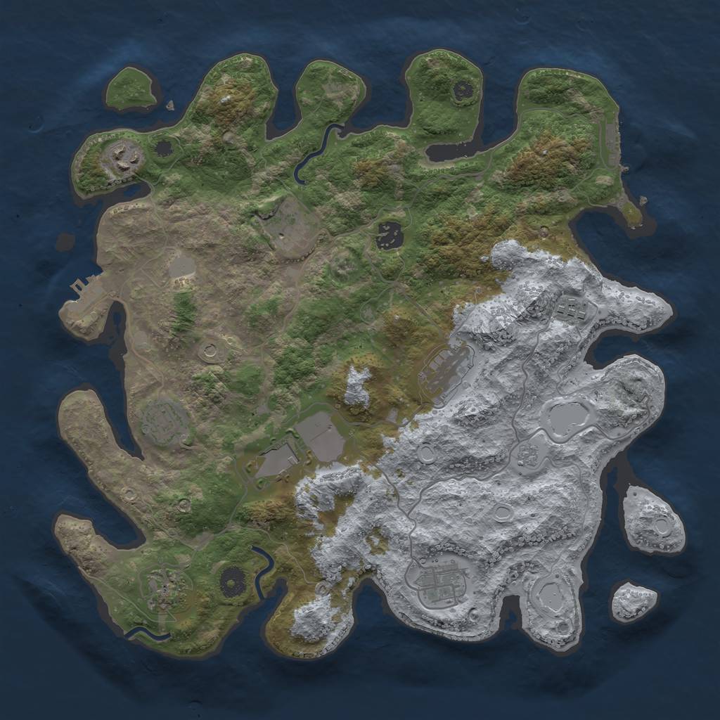 Rust Map: Procedural Map, Size: 3750, Seed: 34827267, 18 Monuments