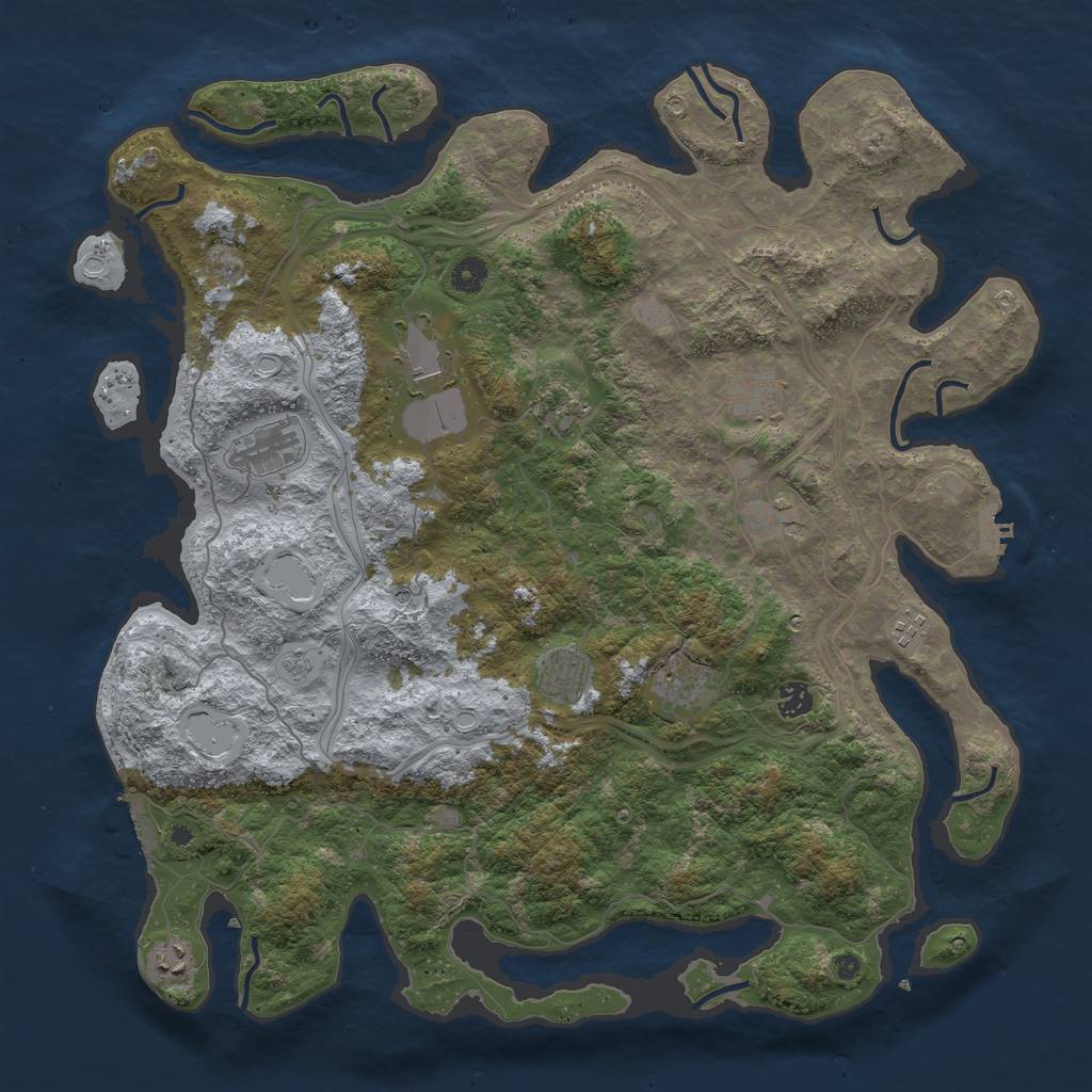 Rust Map: Procedural Map, Size: 4500, Seed: 2024281659, 19 Monuments