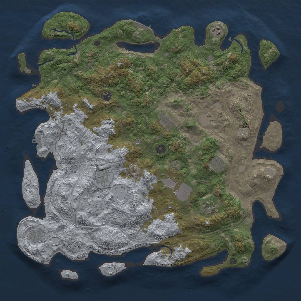 Rust Map: Procedural Map, Size: 4500, Seed: 106183214, 19 Monuments