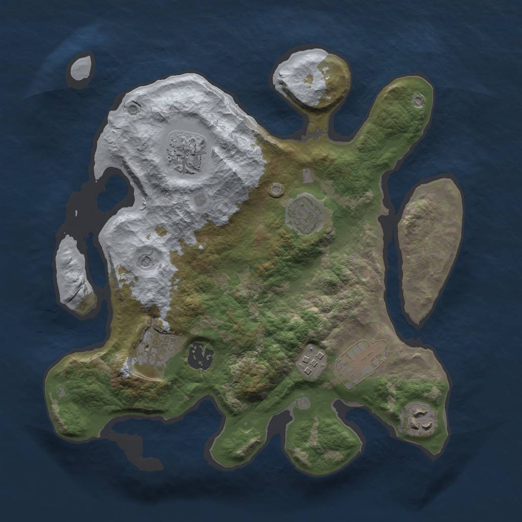 Rust Map: Barren, Size: 3000, Seed: 16328, 10 Monuments