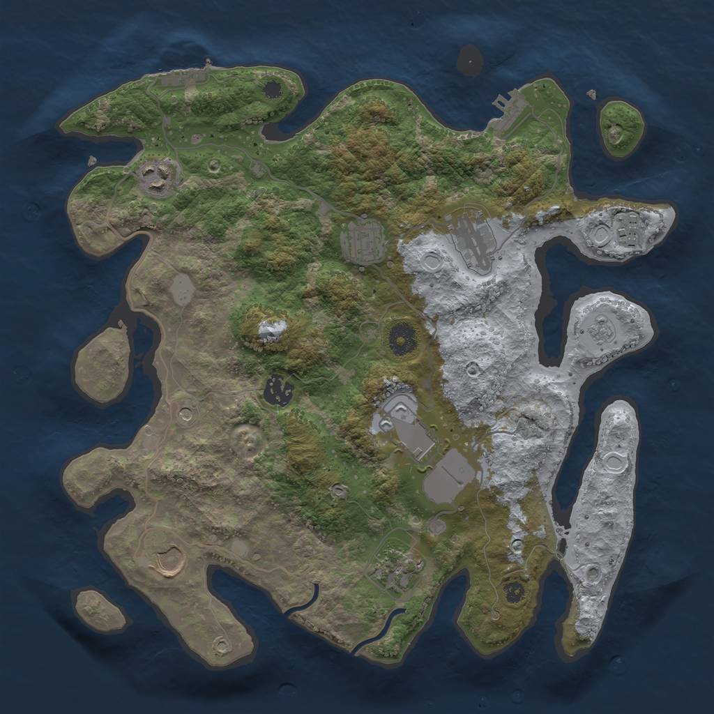 Rust Map: Procedural Map, Size: 3500, Seed: 987879281, 17 Monuments