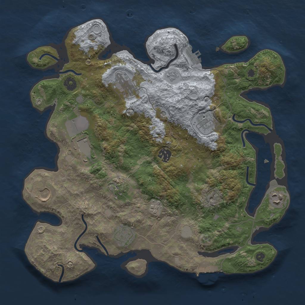 Rust Map: Procedural Map, Size: 3500, Seed: 161928686, 18 Monuments
