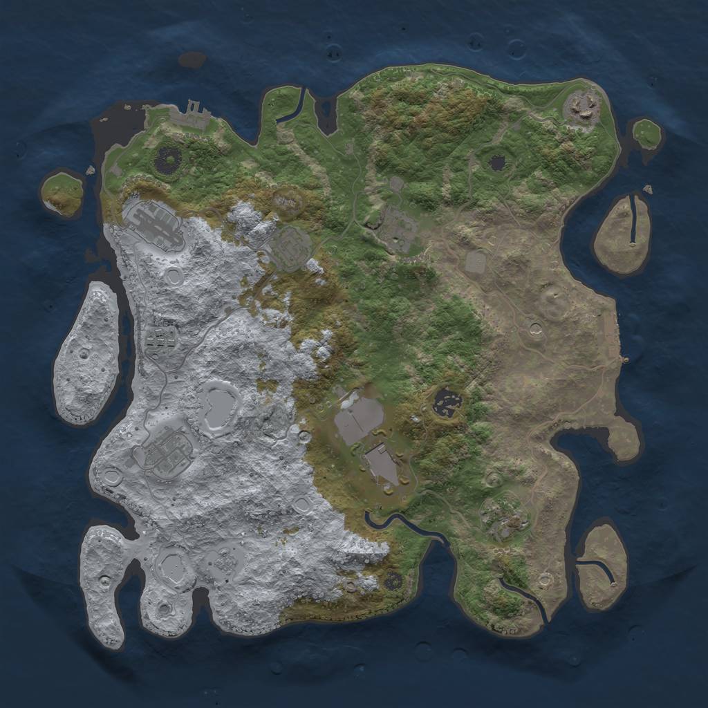 Rust Map: Procedural Map, Size: 3750, Seed: 32543963, 18 Monuments