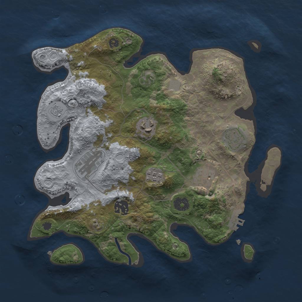 Rust Map: Procedural Map, Size: 3000, Seed: 34763194, 13 Monuments