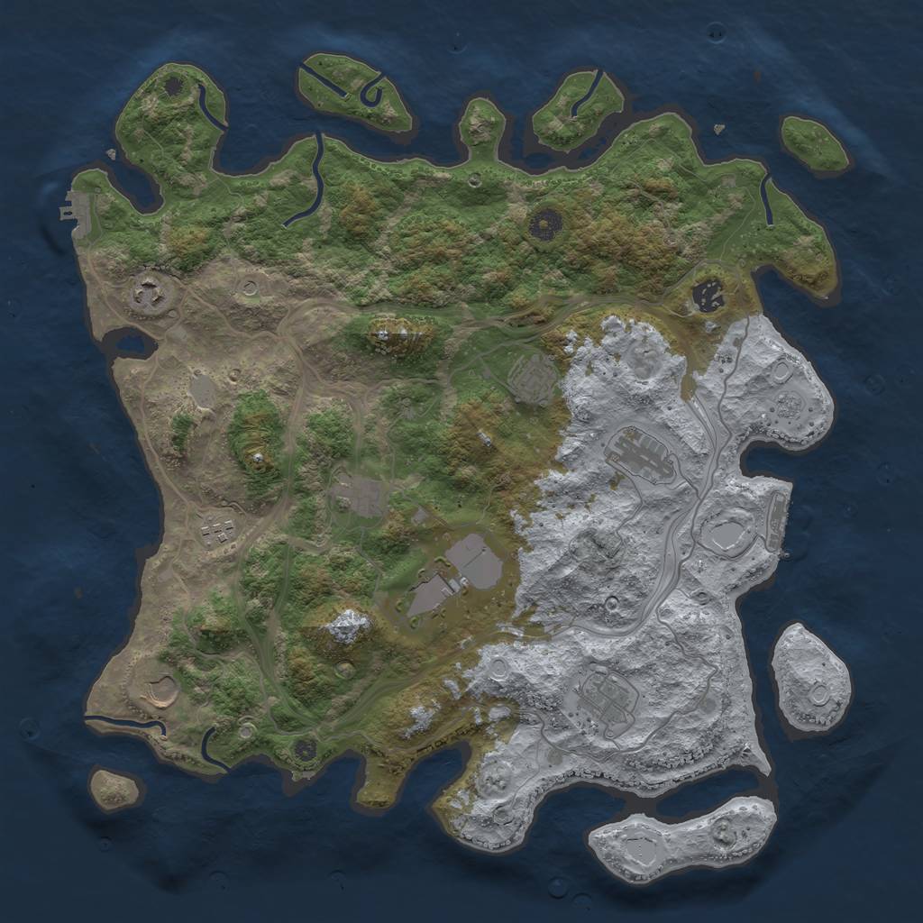 Rust Map: Procedural Map, Size: 4250, Seed: 5671493, 18 Monuments