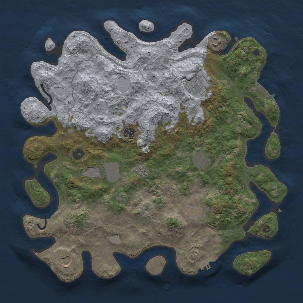 Rust Map: Procedural Map, Size: 4000, Seed: 154850835, 17 Monuments