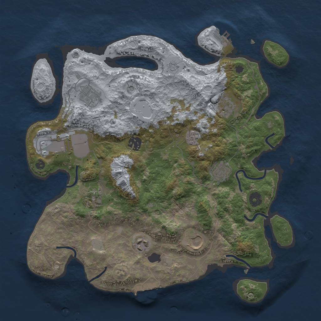 Rust Map: Procedural Map, Size: 3500, Seed: 2017508412, 18 Monuments