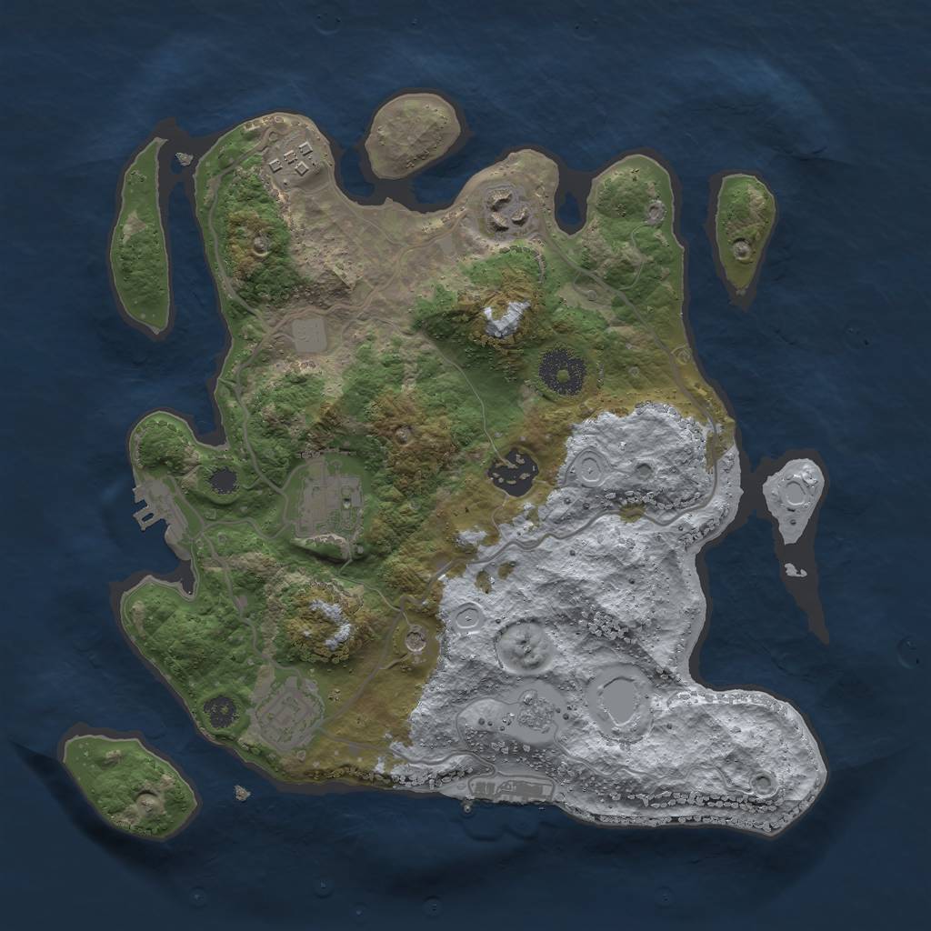Rust Map: Procedural Map, Size: 3000, Seed: 9876, 14 Monuments