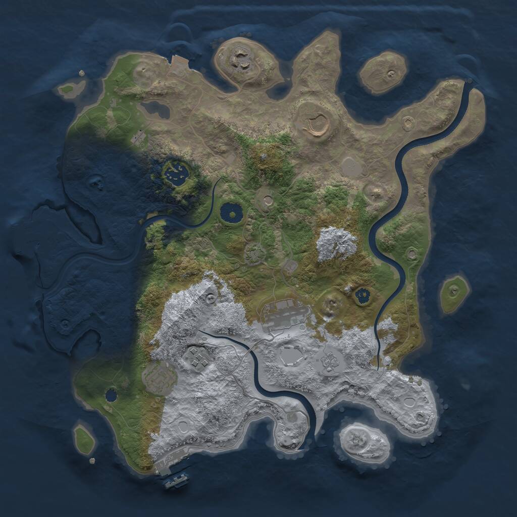 Rust Map: Procedural Map, Size: 3500, Seed: 6213, 12 Monuments