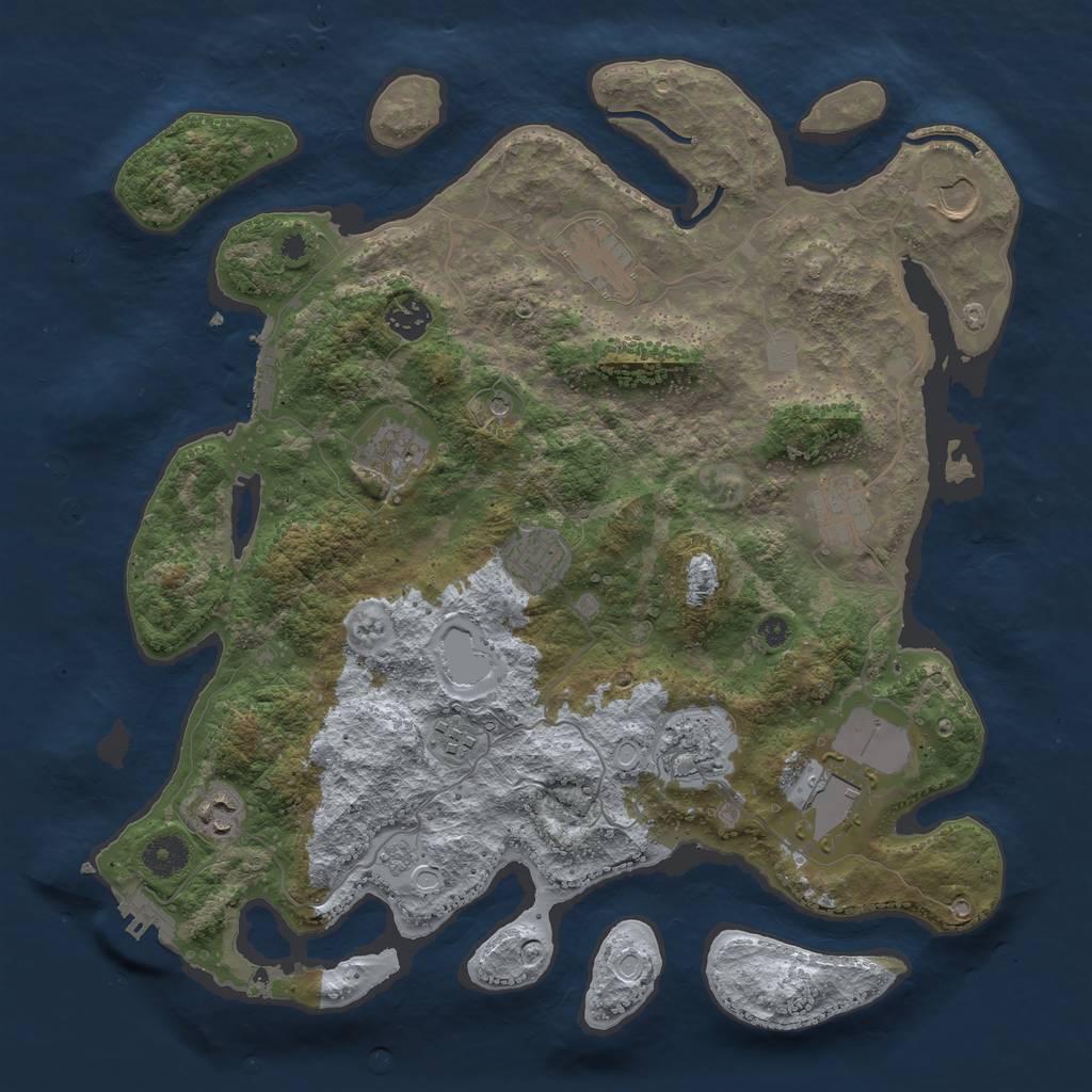 Rust Map: Procedural Map, Size: 3850, Seed: 7332896, 19 Monuments