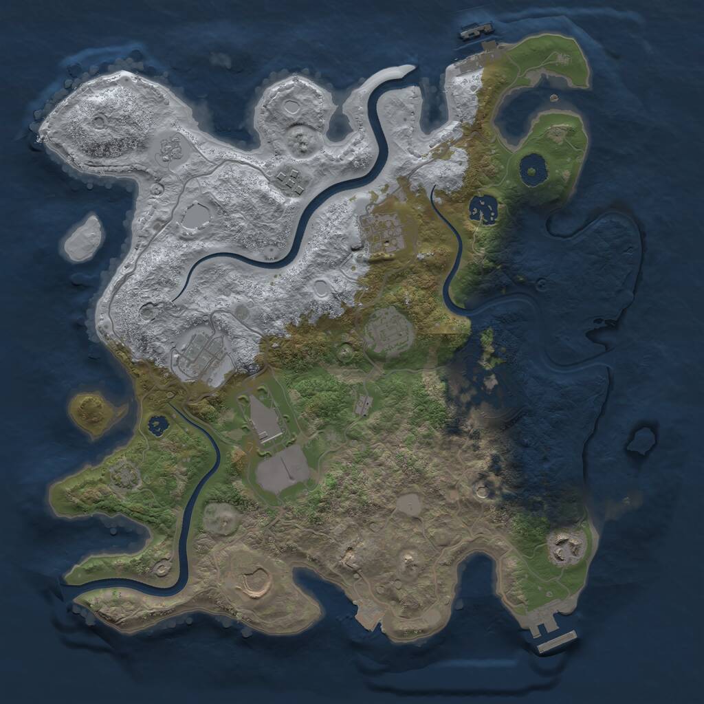 Rust Map: Procedural Map, Size: 3500, Seed: 27945, 15 Monuments