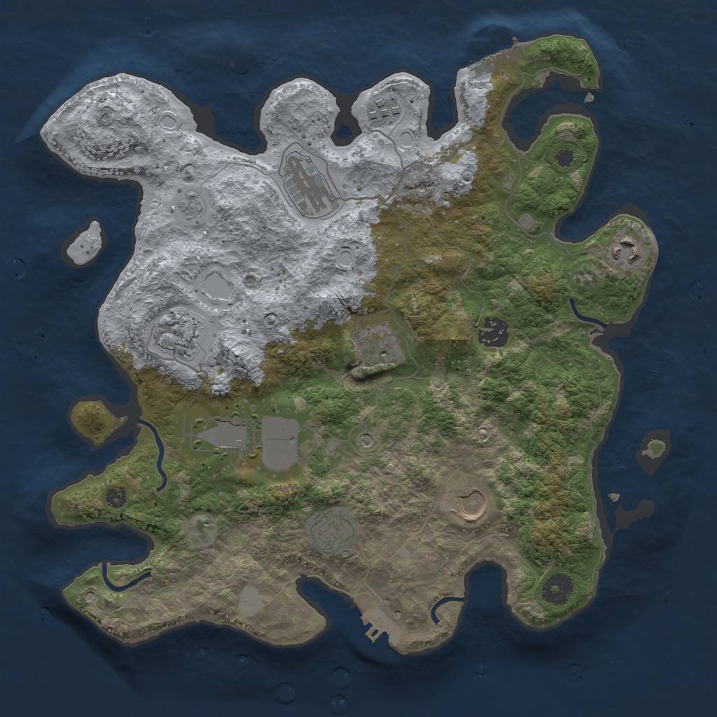 Rust Map: Procedural Map, Size: 3500, Seed: 27945, 18 Monuments