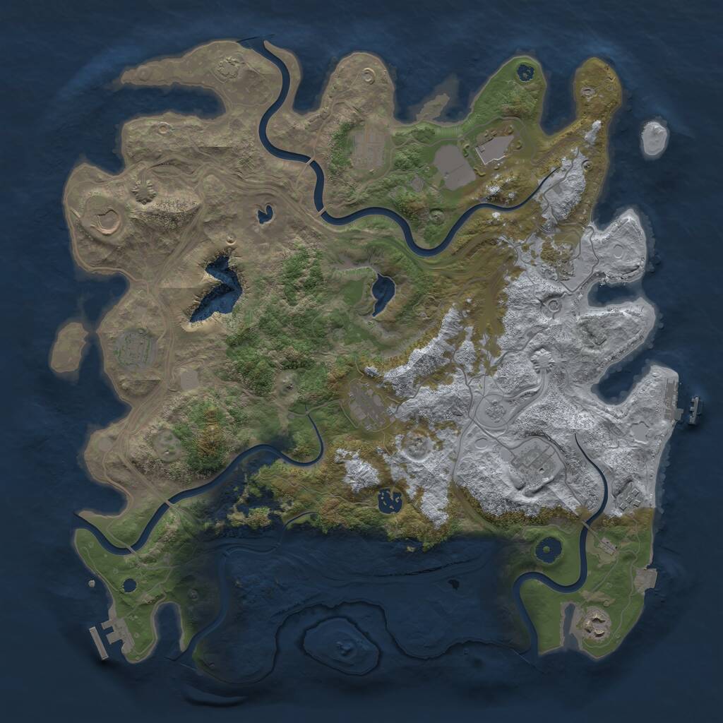 Rust Map: Procedural Map, Size: 4300, Seed: 25514, 16 Monuments