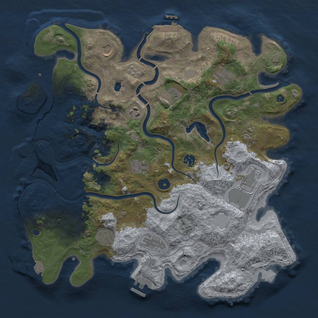 Rust Map: Procedural Map, Size: 4096, Seed: 1577110672, 17 Monuments