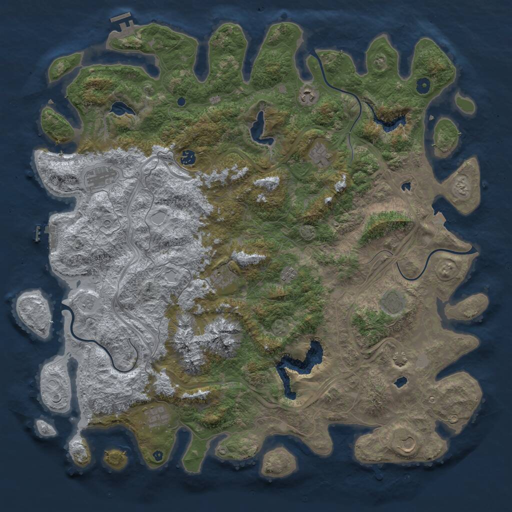 Rust Map: Procedural Map, Size: 5000, Seed: 2119852623, 15 Monuments