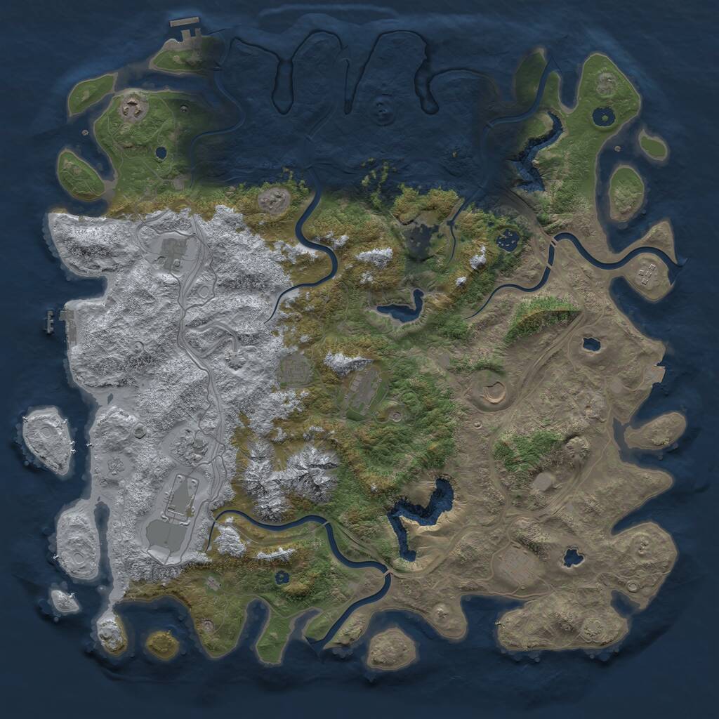 Rust Map: Procedural Map, Size: 5000, Seed: 2119852623, 17 Monuments