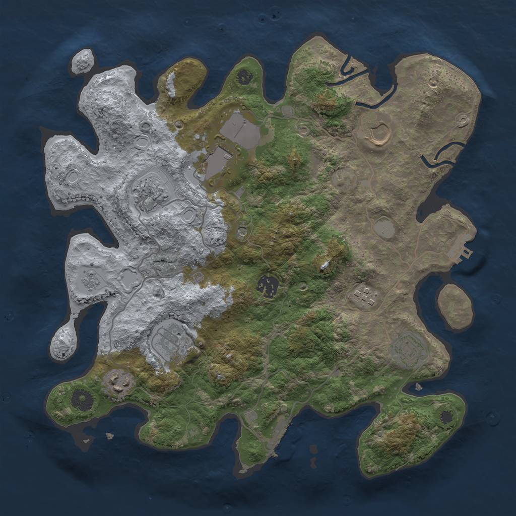 Rust Map: Procedural Map, Size: 3500, Seed: 257291940, 17 Monuments
