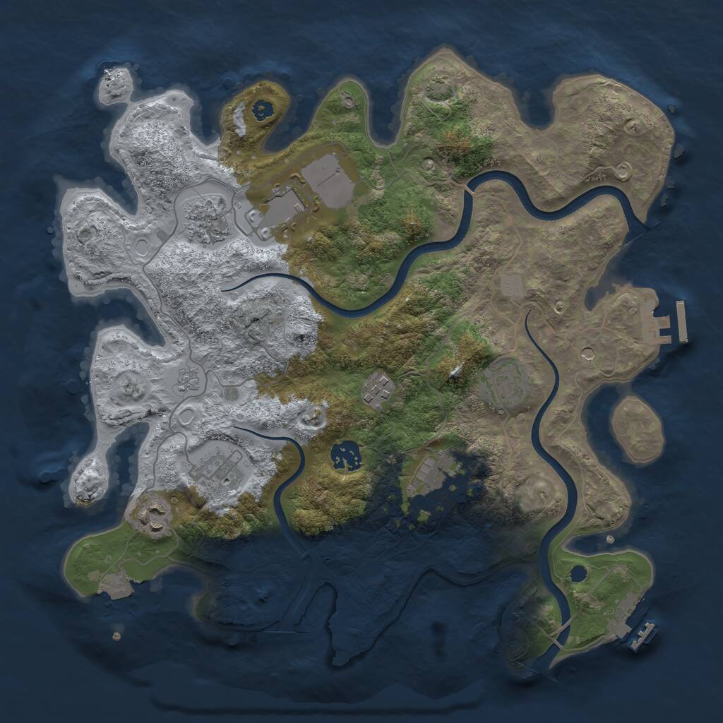 Rust Map: Procedural Map, Size: 3500, Seed: 257291940, 14 Monuments