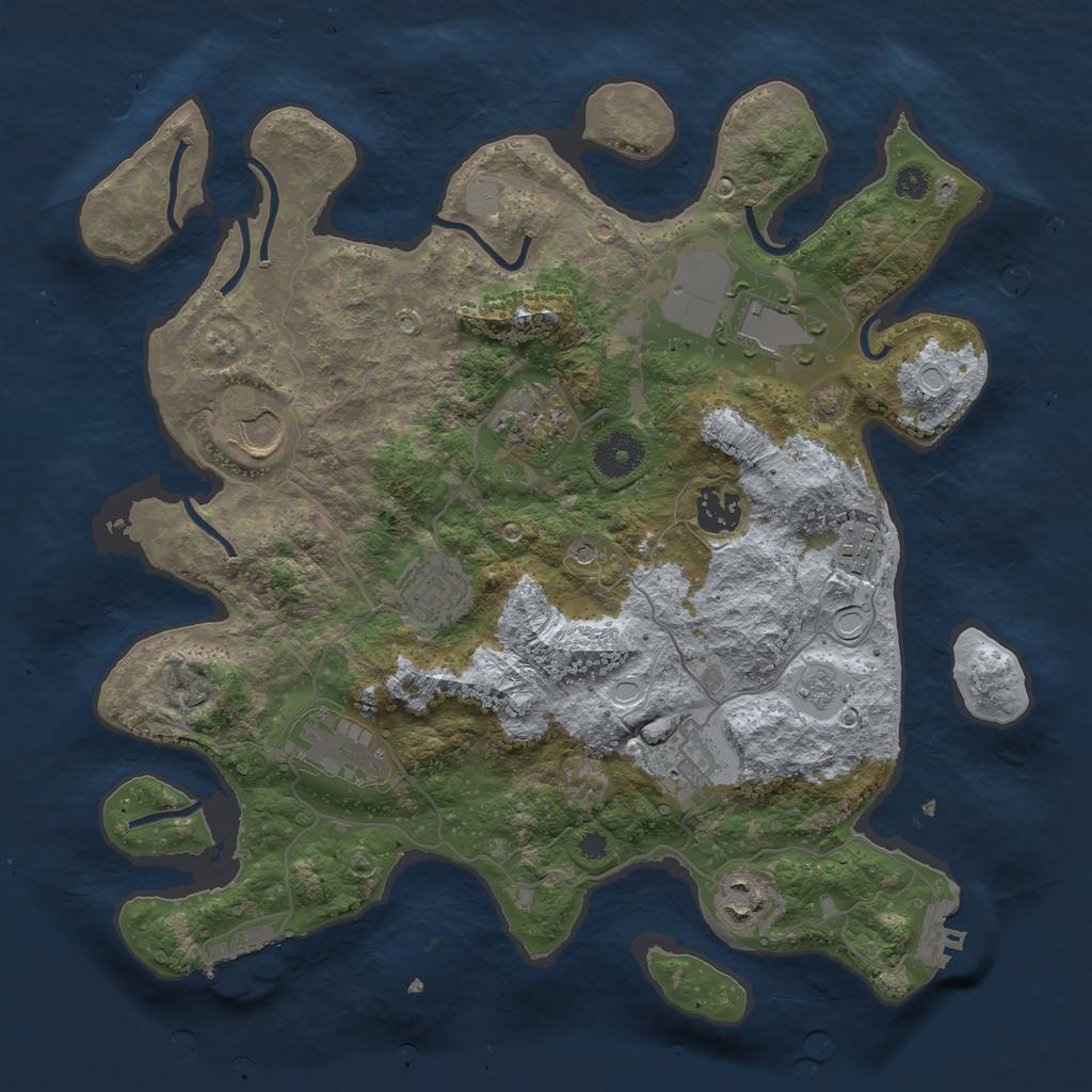 Rust Map: Procedural Map, Size: 3500, Seed: 1413730174, 18 Monuments