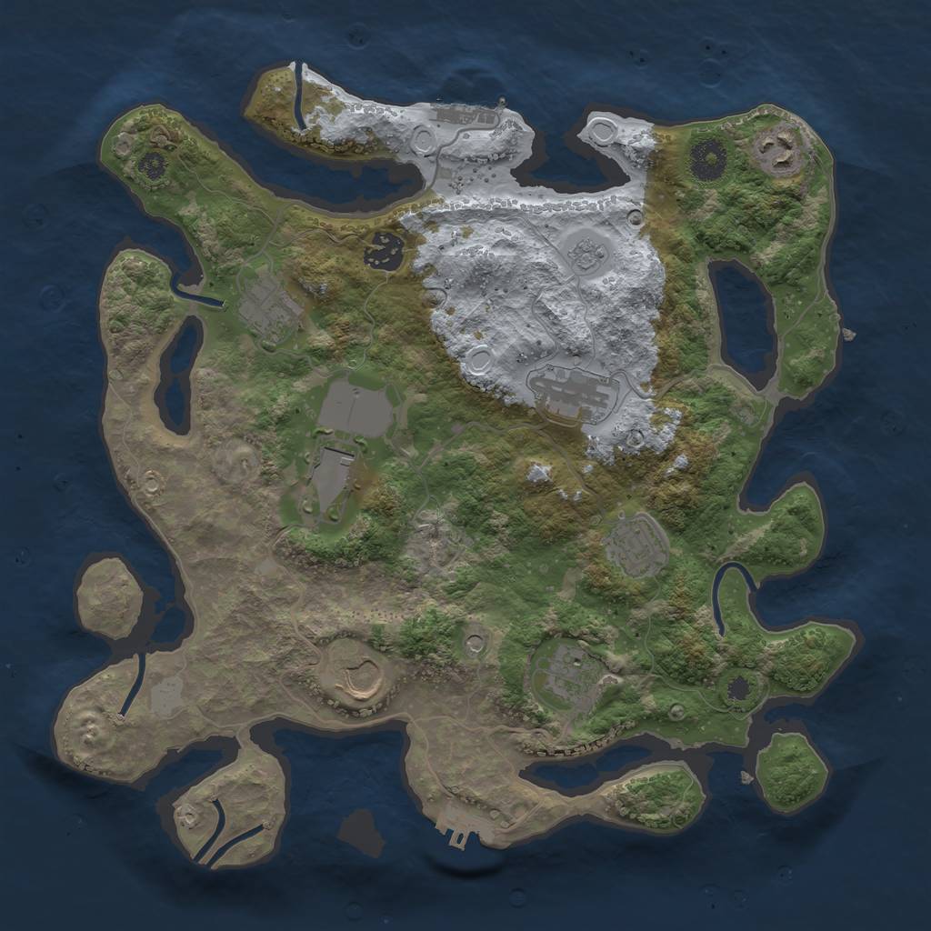 Rust Map: Procedural Map, Size: 3500, Seed: 1566216800, 17 Monuments