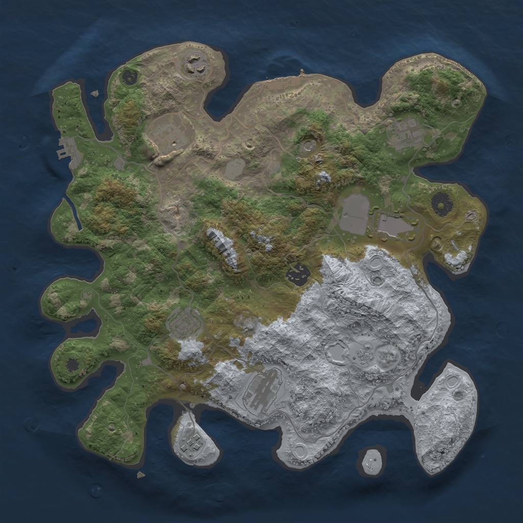Rust Map: Procedural Map, Size: 3500, Seed: 117621115, 17 Monuments