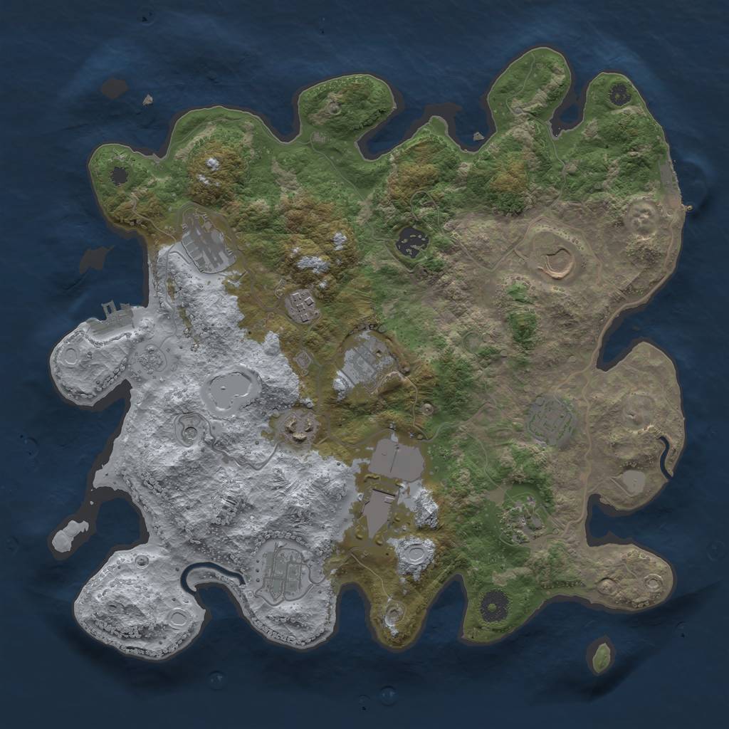 Rust Map: Procedural Map, Size: 3600, Seed: 957817496, 19 Monuments