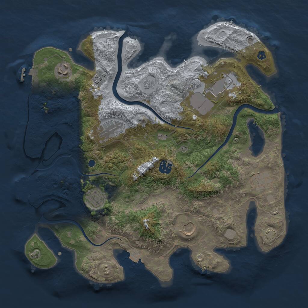 Rust Map: Procedural Map, Size: 3500, Seed: 24069011, 14 Monuments