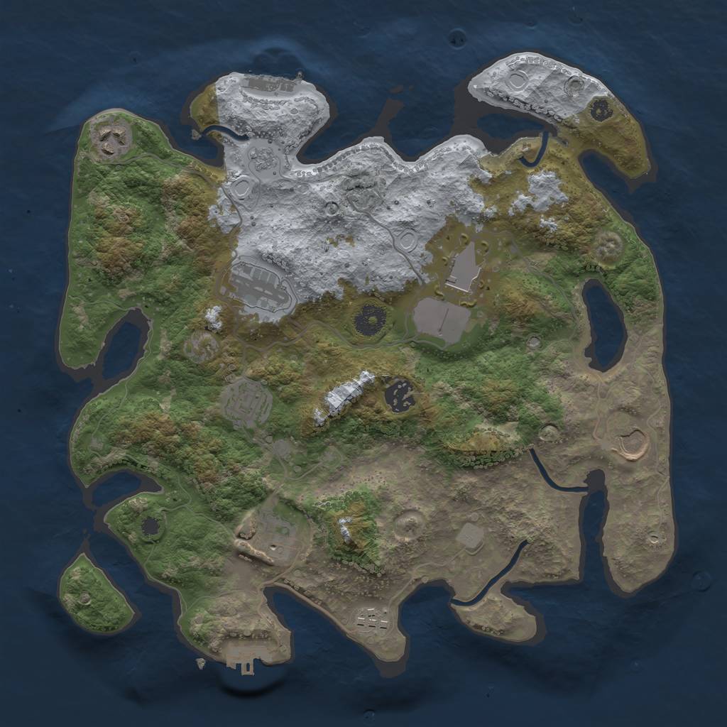 Rust Map: Procedural Map, Size: 3500, Seed: 24069011, 16 Monuments