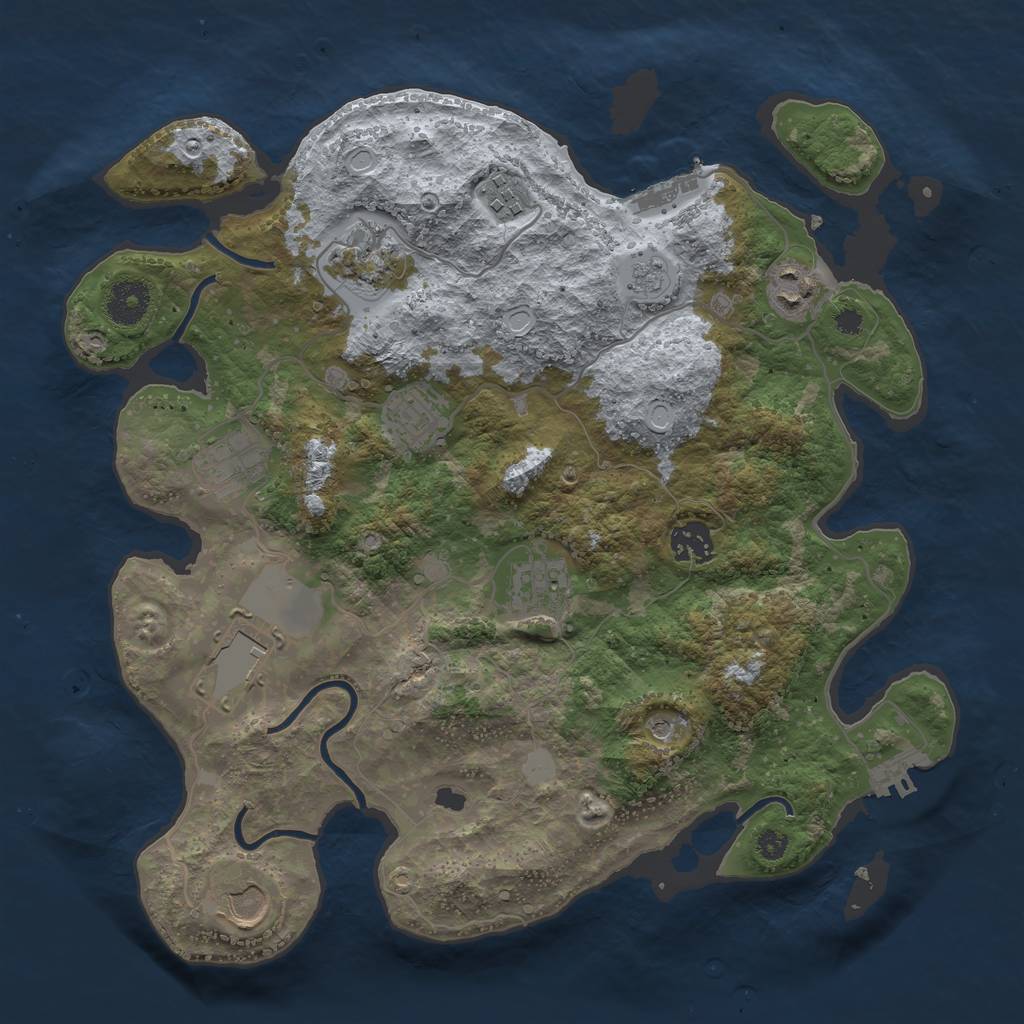 Rust Map: Procedural Map, Size: 3500, Seed: 268073934, 18 Monuments