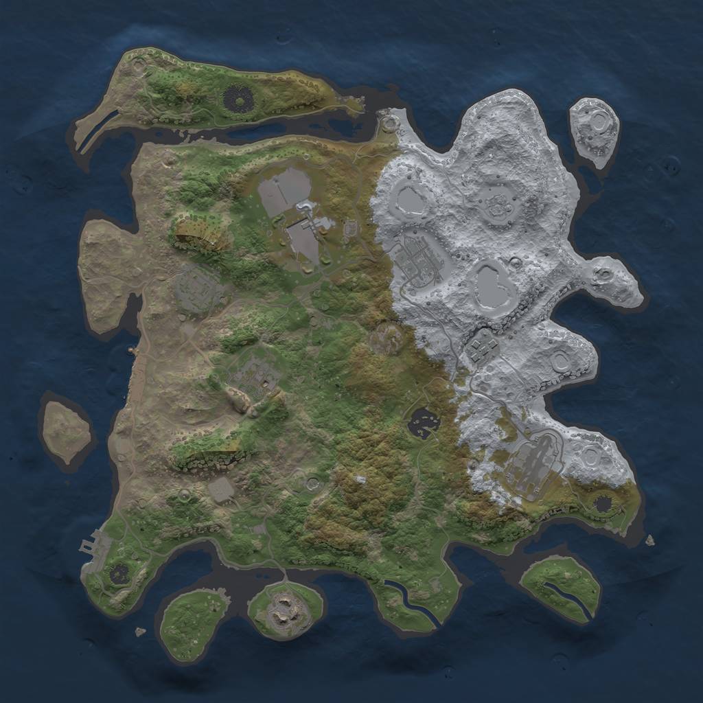 Rust Map: Procedural Map, Size: 3500, Seed: 1898003673, 17 Monuments