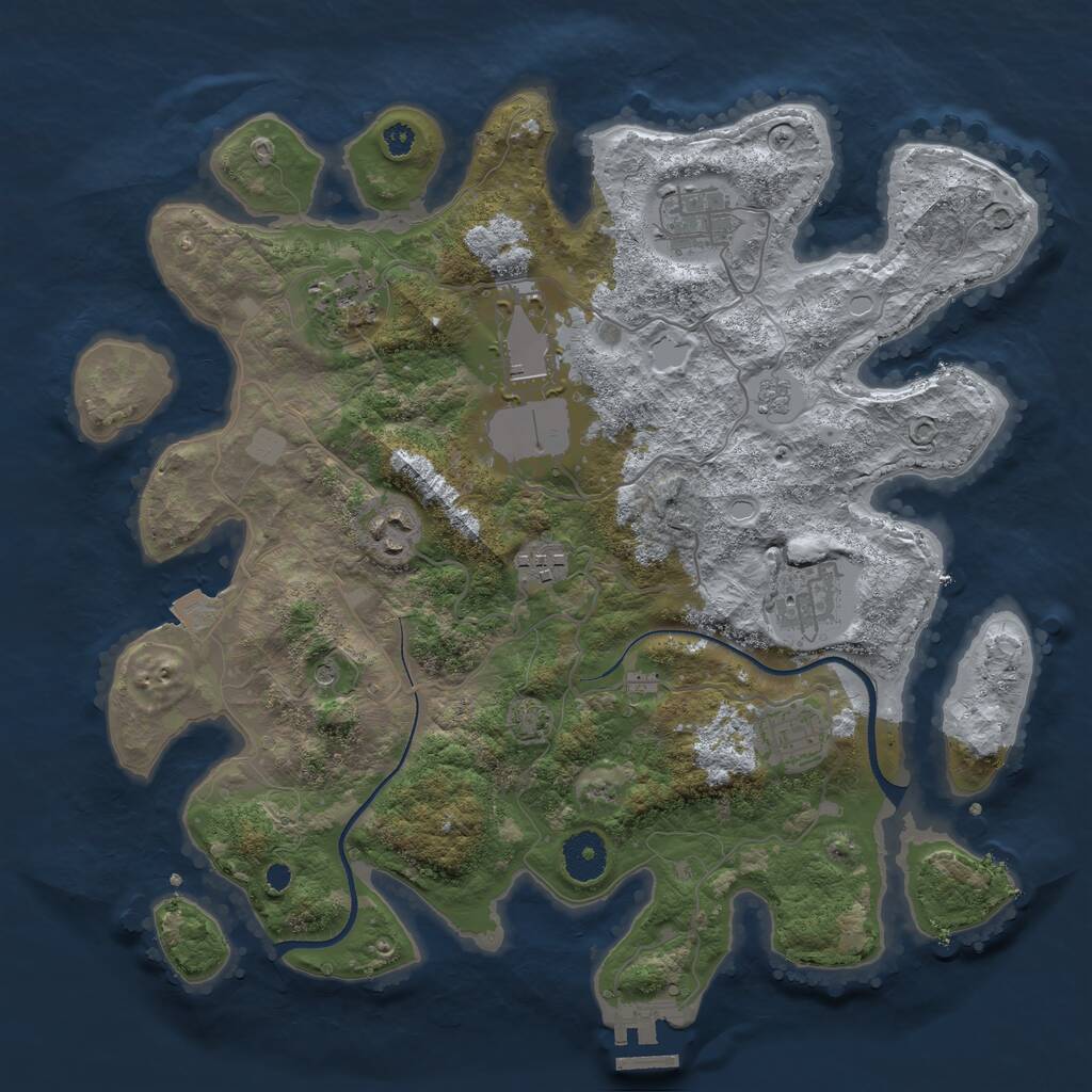 Rust Map: Procedural Map, Size: 3500, Seed: 878853076, 12 Monuments