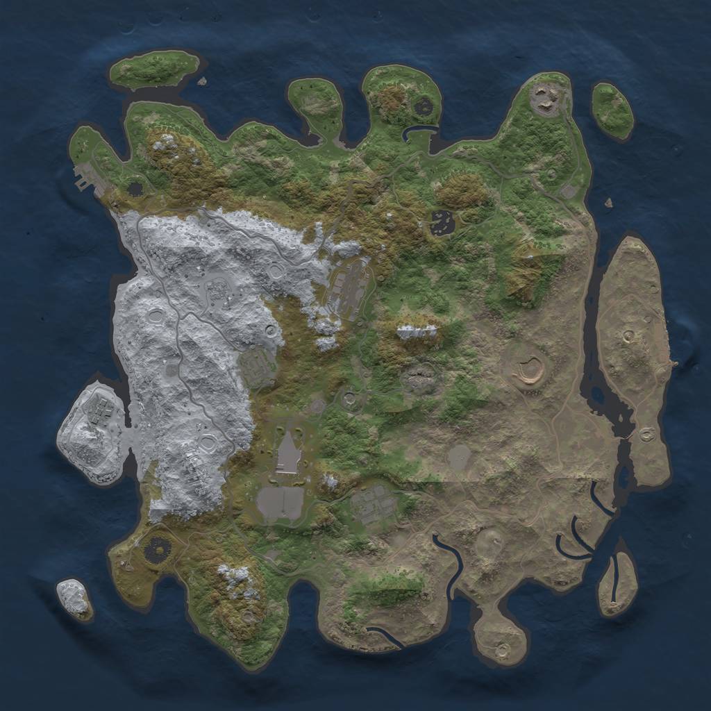 Rust Map: Procedural Map, Size: 4000, Seed: 1975906794, 17 Monuments