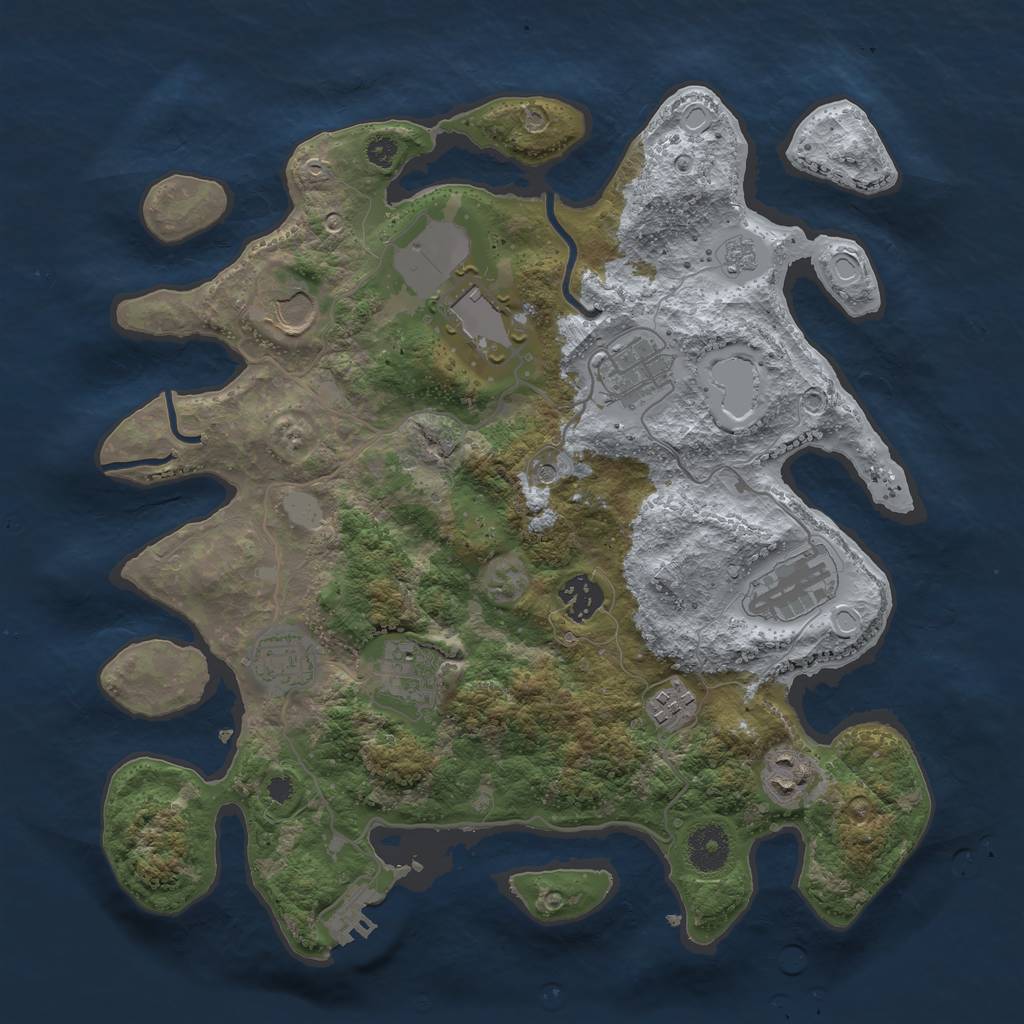 Rust Map: Procedural Map, Size: 3500, Seed: 488557330, 17 Monuments