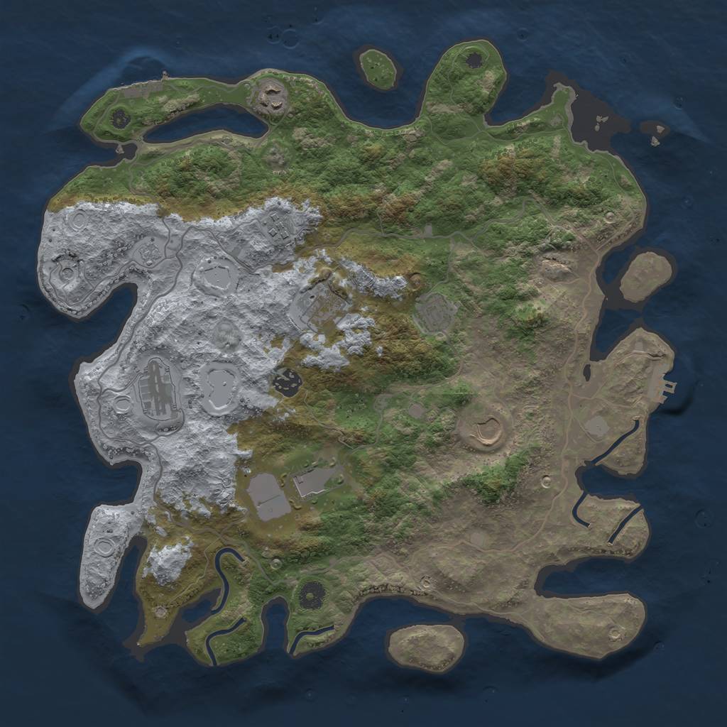 Rust Map: Procedural Map, Size: 4000, Seed: 115834524, 17 Monuments