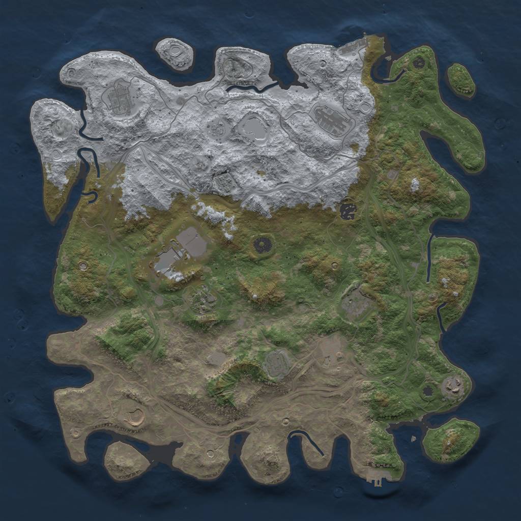 Rust Map: Procedural Map, Size: 4500, Seed: 1065852317, 20 Monuments
