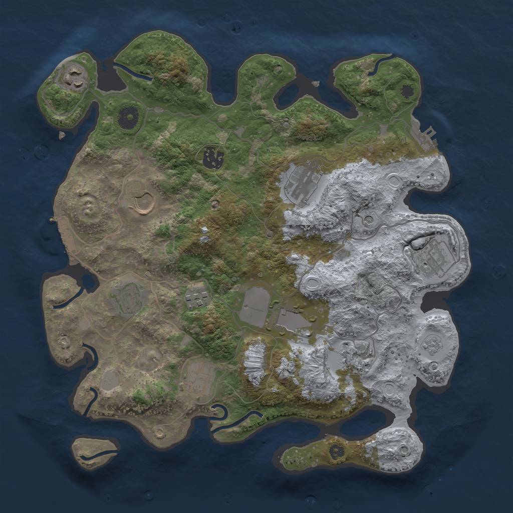 Rust Map: Procedural Map, Size: 3500, Seed: 1704190885, 19 Monuments