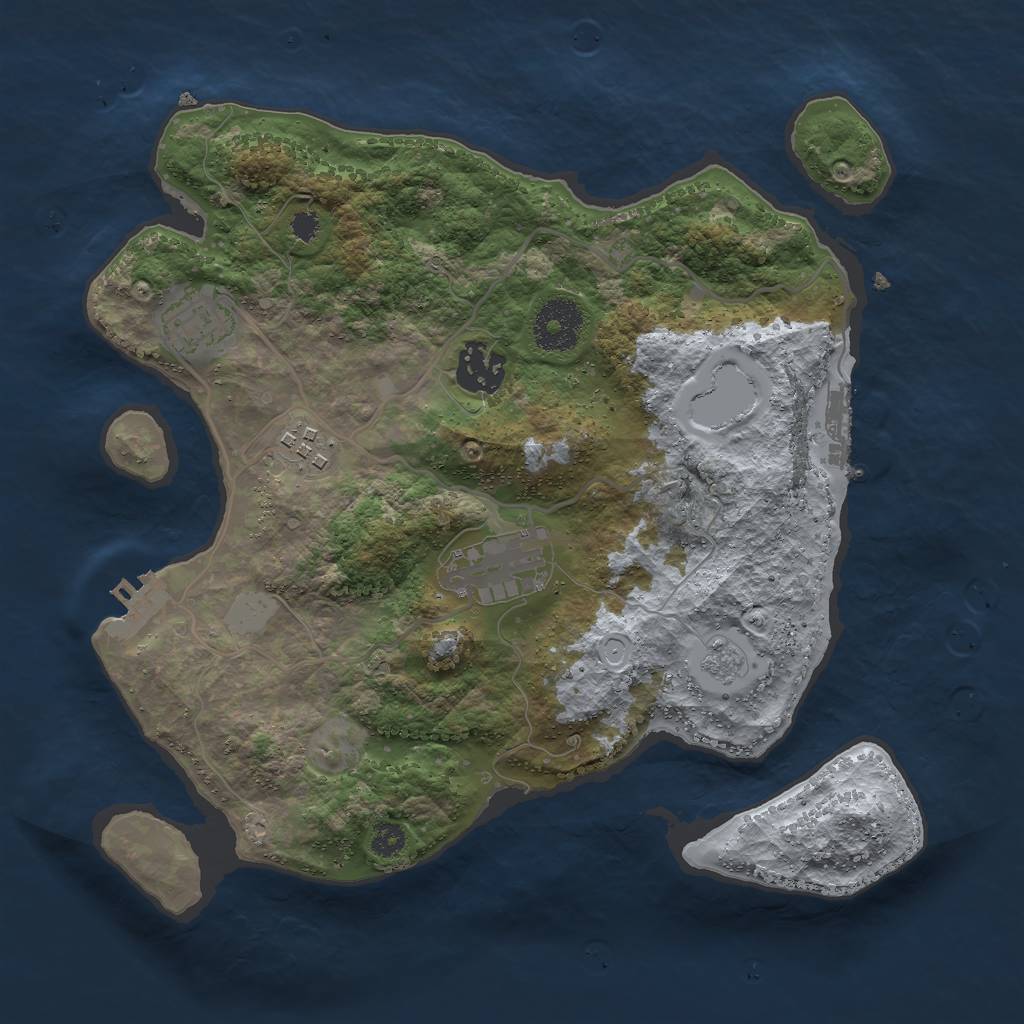 Rust Map: Procedural Map, Size: 3000, Seed: 2040883460, 12 Monuments