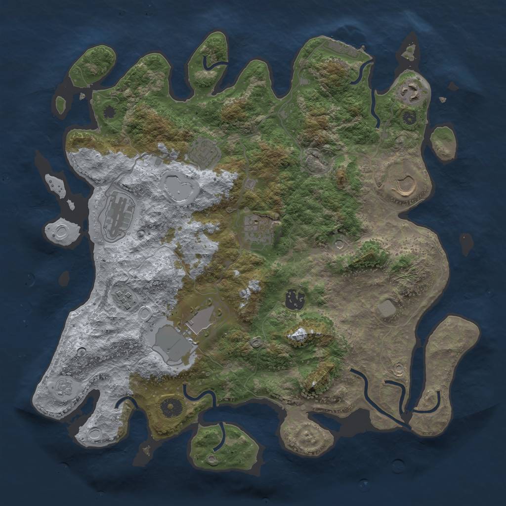 Rust Map: Procedural Map, Size: 3700, Seed: 713807, 16 Monuments